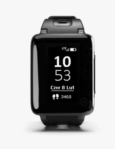 eCura smartwatch medicale — display con ora e contapassi
